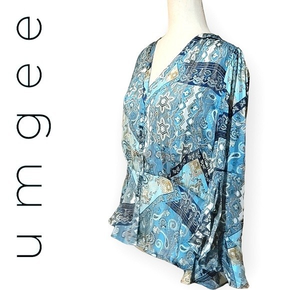 Umgee Floral Smocked Peplum Blouse